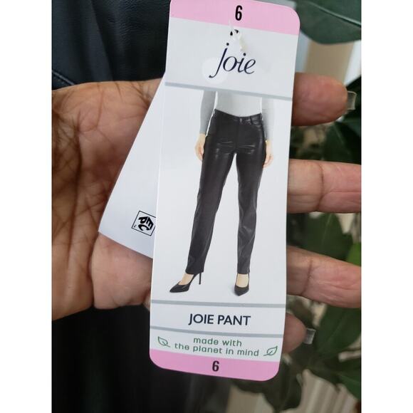 Joie Pants Womens 6 Black Solid Faux Leather Straight Leg 5 Pocket Regular Fit - Picture 5 of 11